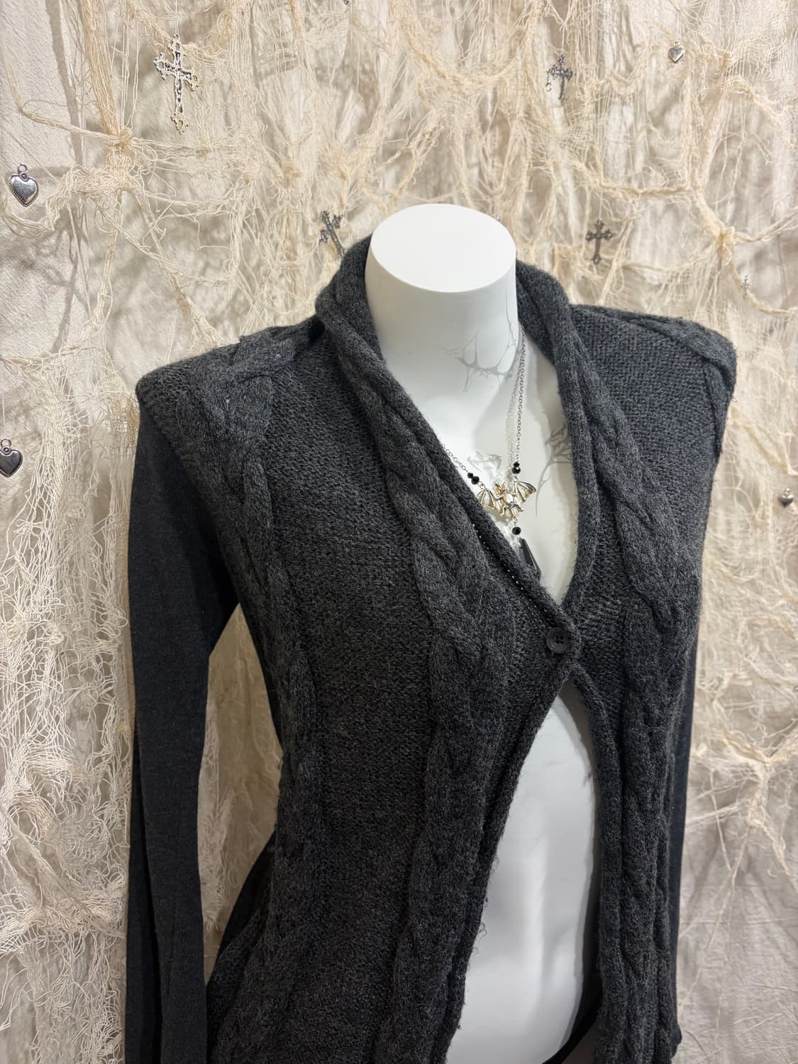 00‘s Grunge cable knit Cardigan 상품이미지10