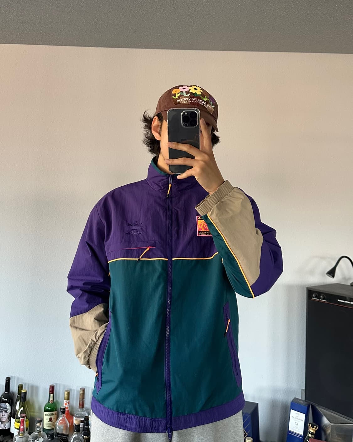 [XL]아디다스 퍼플 그린 트랙탑 바람막이 상품이미지1
