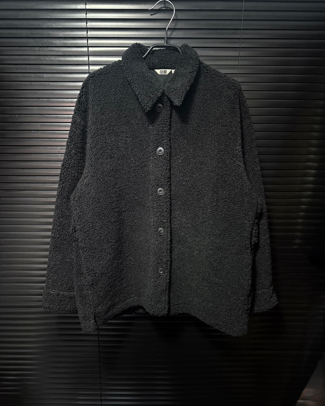유니클로U 르메르 양털 후리스 플리스 코트 L 100 카라 가디건 블랙 상품이미지2