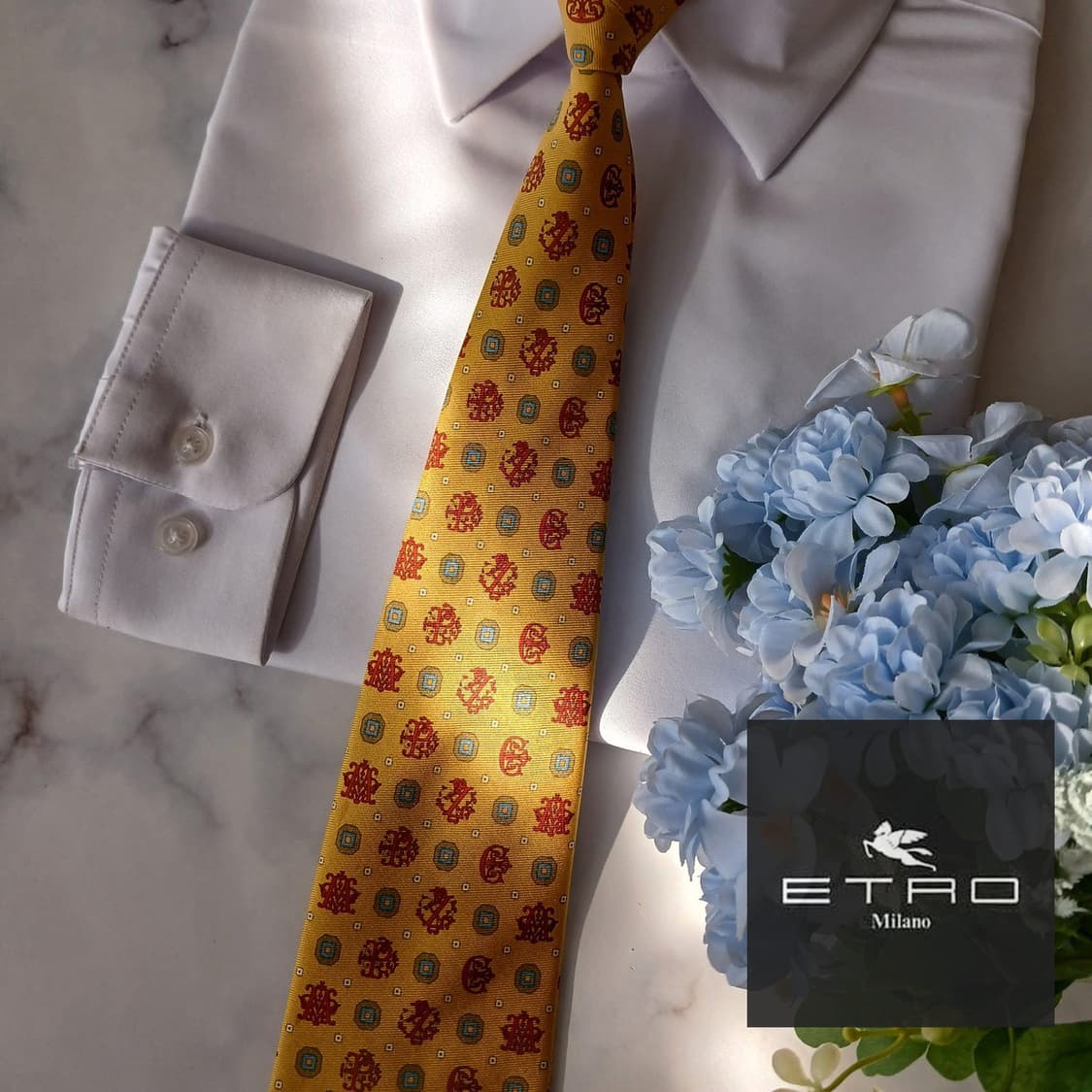 에트로 실크 골드 패턴 넥타이 9.8cm A등급 A19271
 상품이미지1