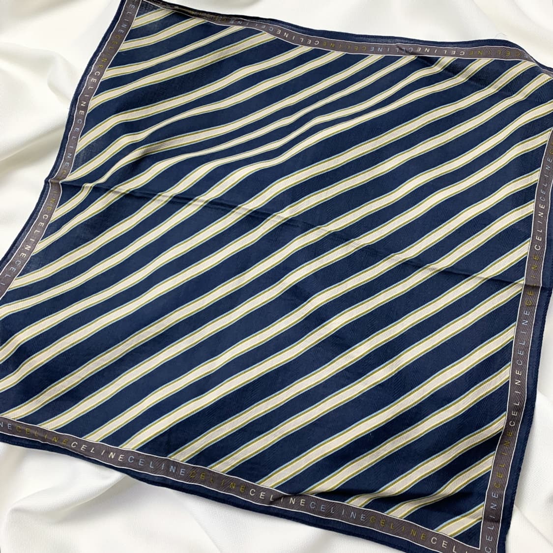 [정품] Celine 셀린느 스트라이프 빈티지 쁘띠스카프 손수건 상품이미지1