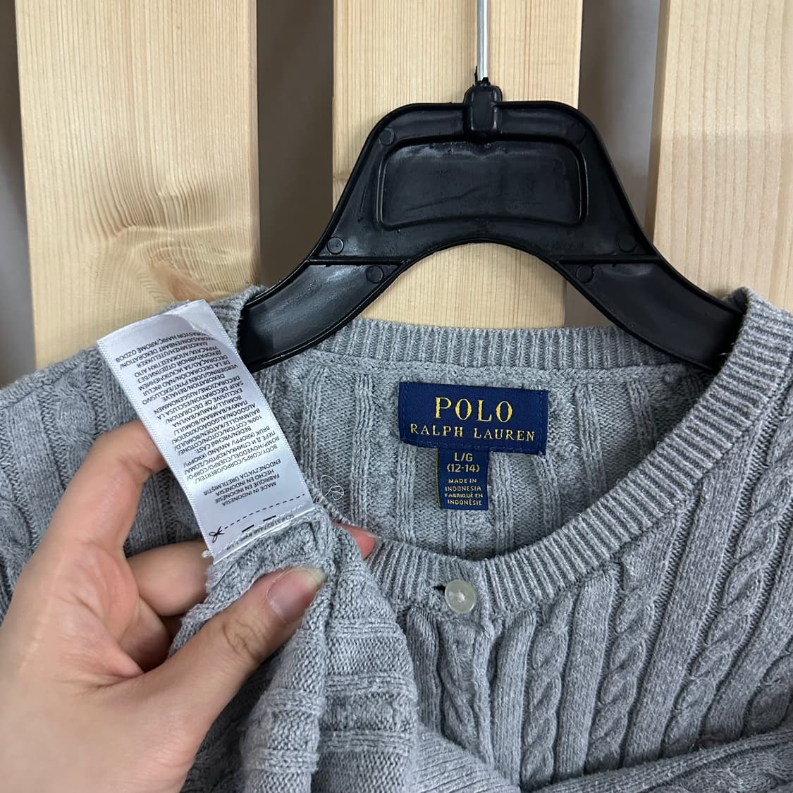 (S) 폴로 랄프로렌 핑크 그레이 케이블 니트 가디건 상품이미지4