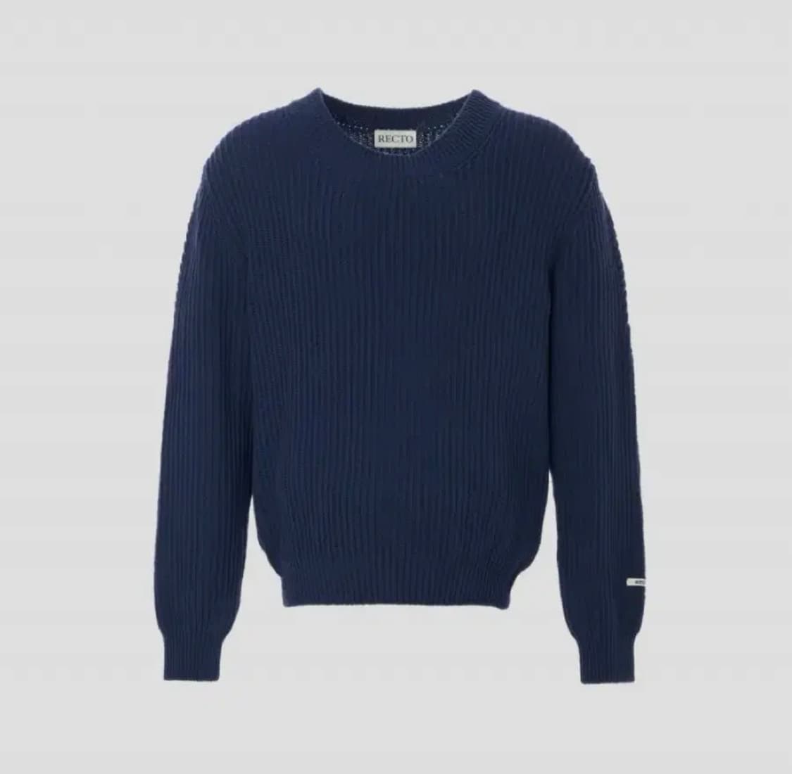 (S) 렉토 24SS 자카드 패치 니트 네이비 상품이미지2