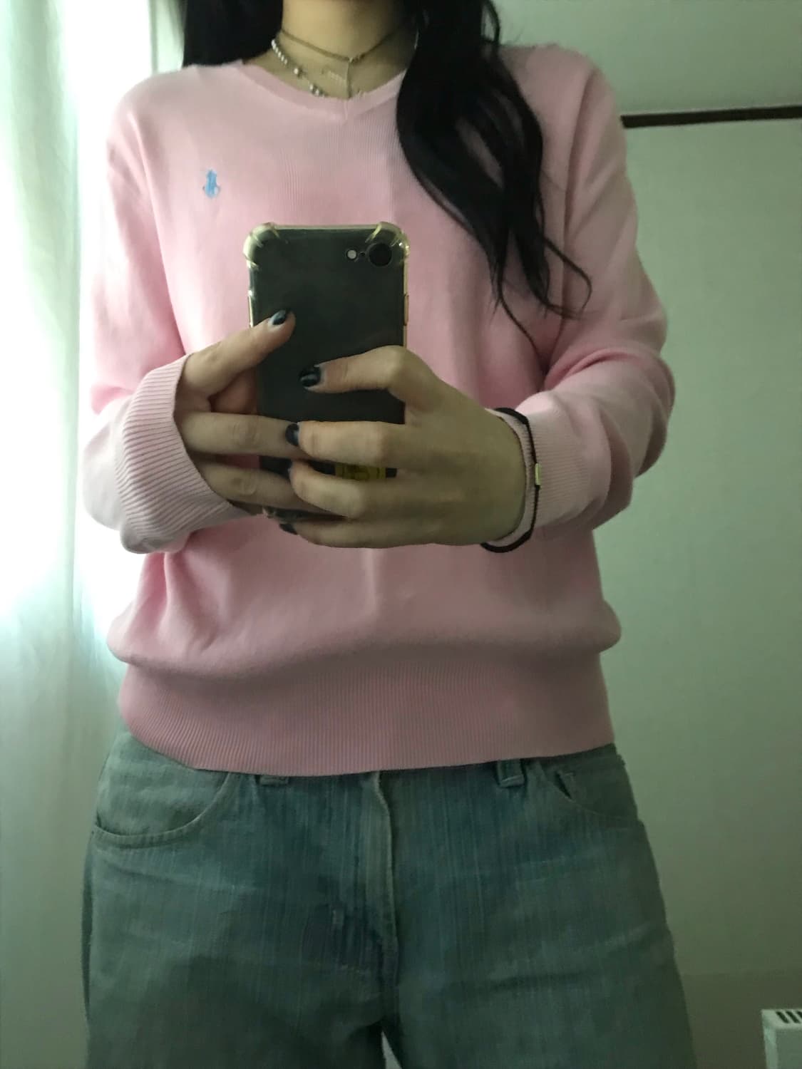 폴로 연핑크 니트 상품이미지4