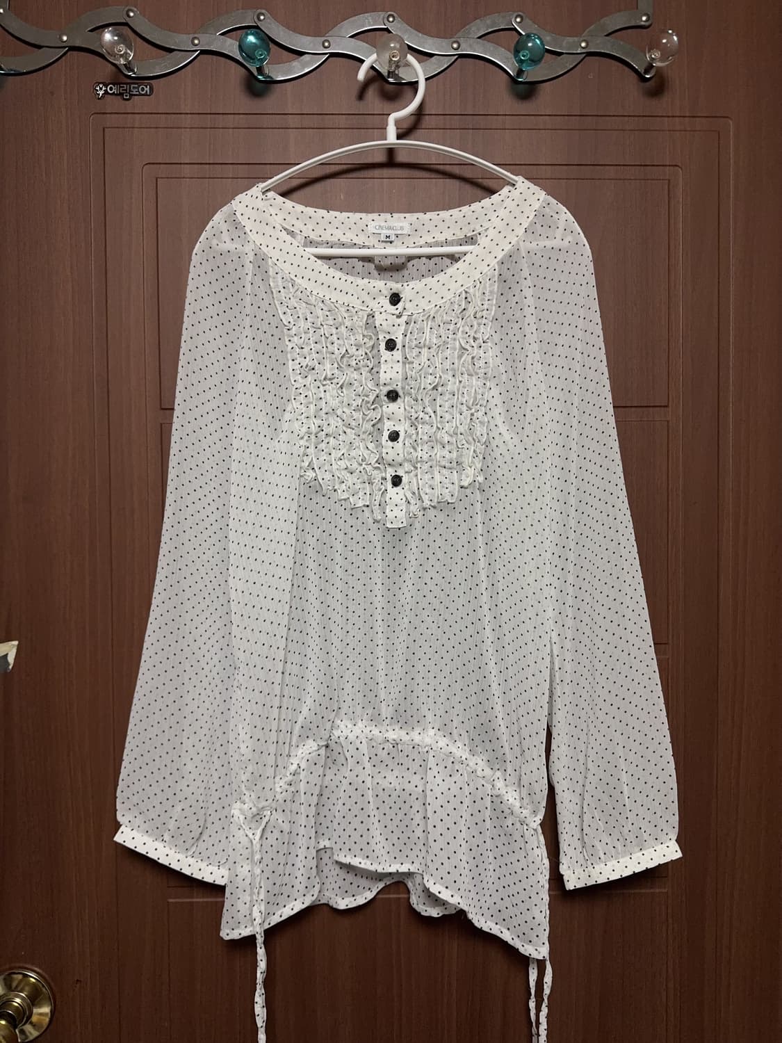 모리걸 니혼진 하구미 일본 빈티지 시네마 클럽 천사깔 도트 쉬폰 블라우스 상품이미지1