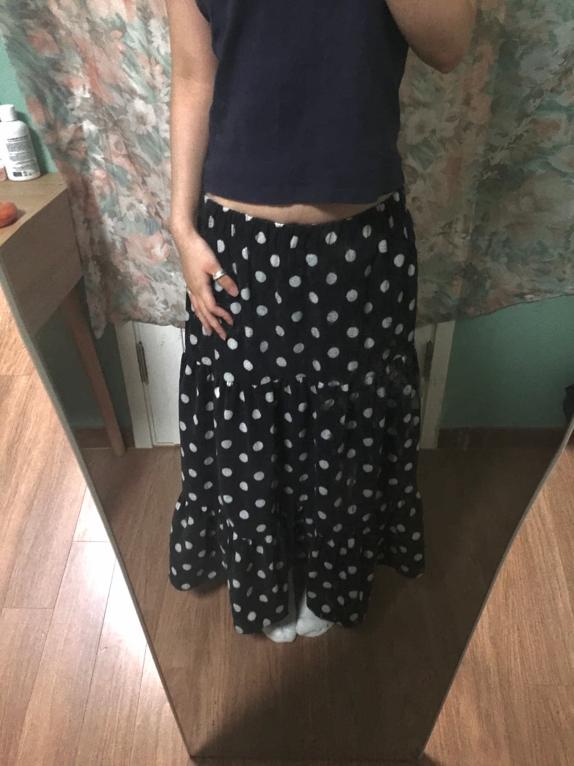 Japanese vintage dot long skirt 도트 롱스커트 상품이미지1