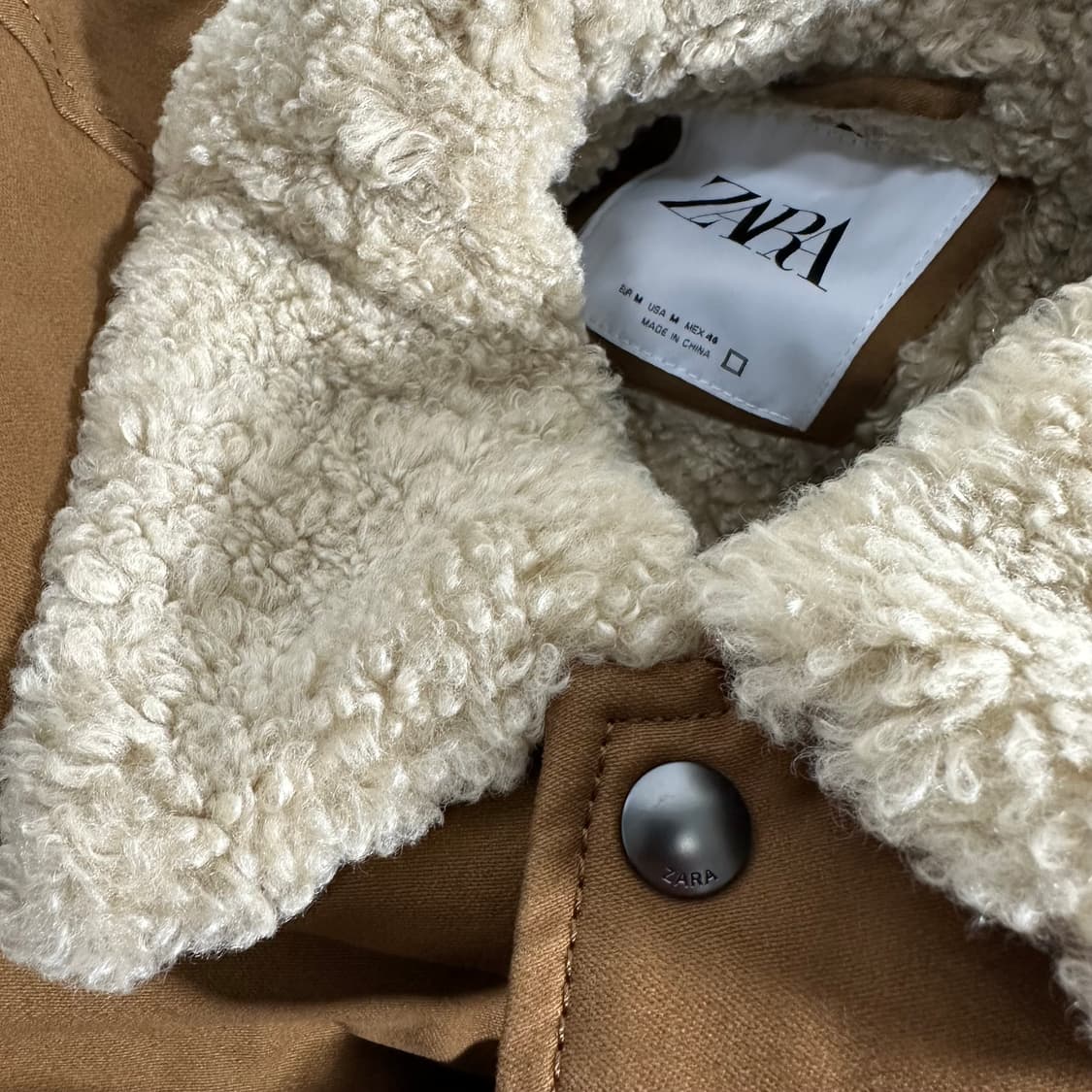 100 자라 브라운 누빔 양털 코치자켓 상품이미지4