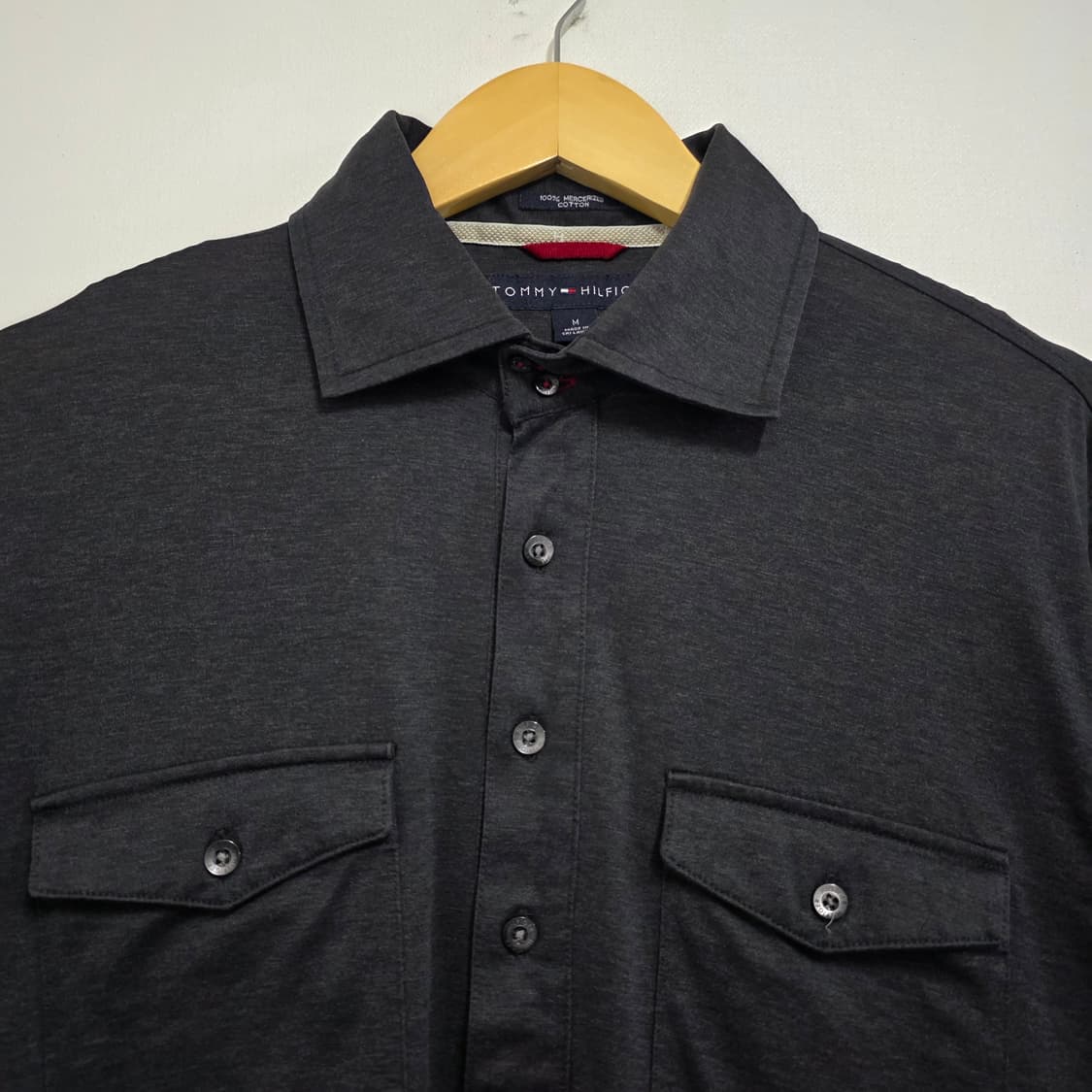 M 100 타미힐피거 포켓 긴팔 카라티 차콜그레이 상품이미지3