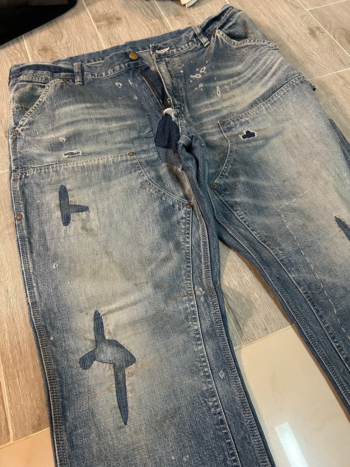 세인트 미카엘 24aw 데님 더블니 xl 판매 상품이미지2