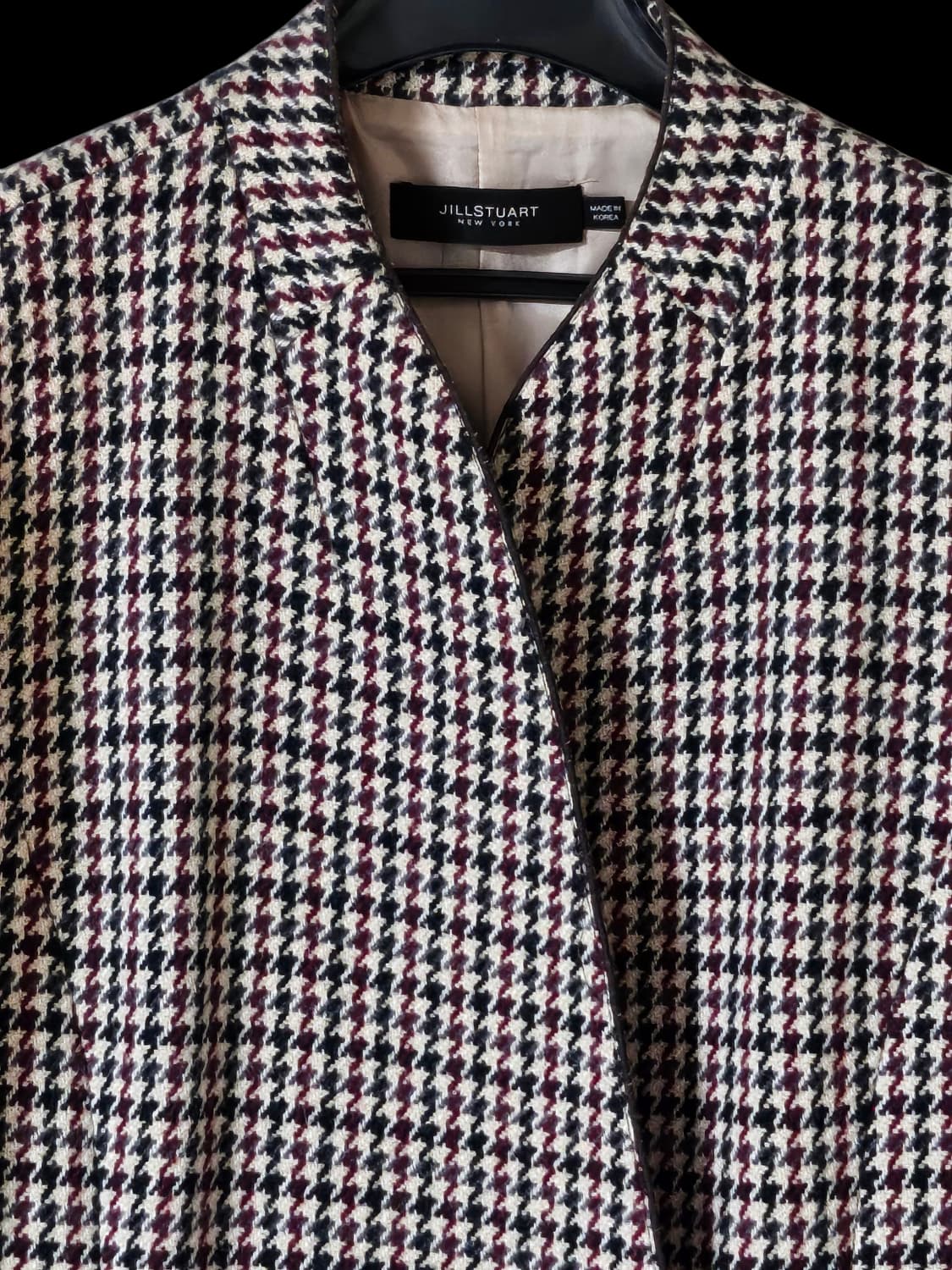 질스튜어트뉴욕 울혼방 하운드투스 체크 여성 롱코트 88 M/상태좋음 상품이미지3