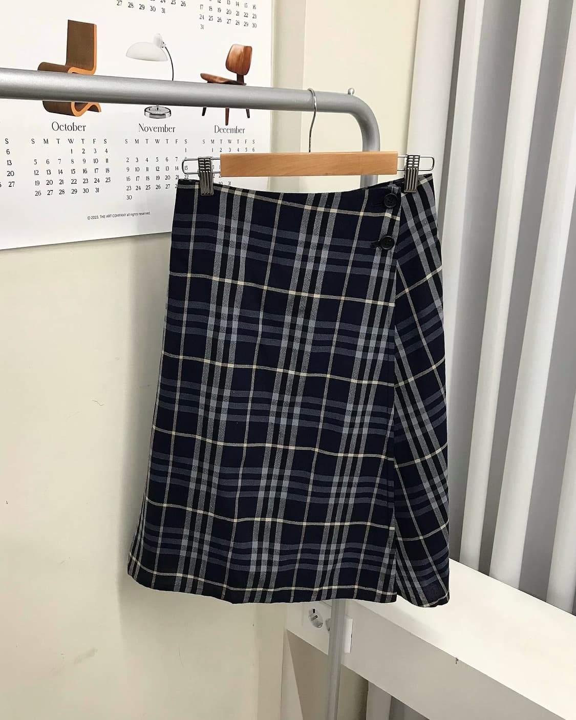 버버리 울 체크 랩 스커트 치마 상품이미지1