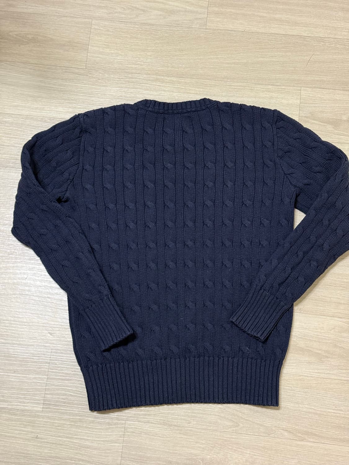 폴로 케이블 크루넥 꽈배기 니트 (네이비, m) 상품이미지3