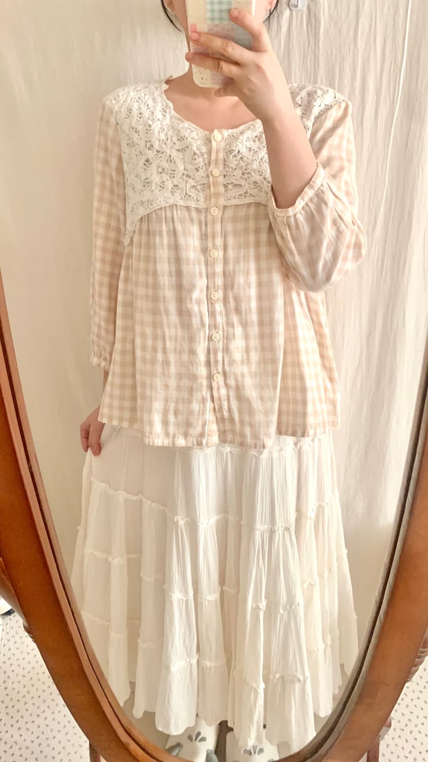 크로쉐 체크 모리 블라우스 상품이미지2