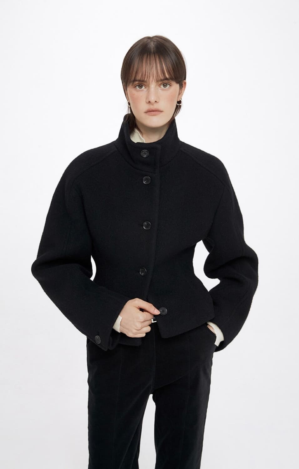 레이브 하이넥 숏코트 블랙 S 상품이미지4