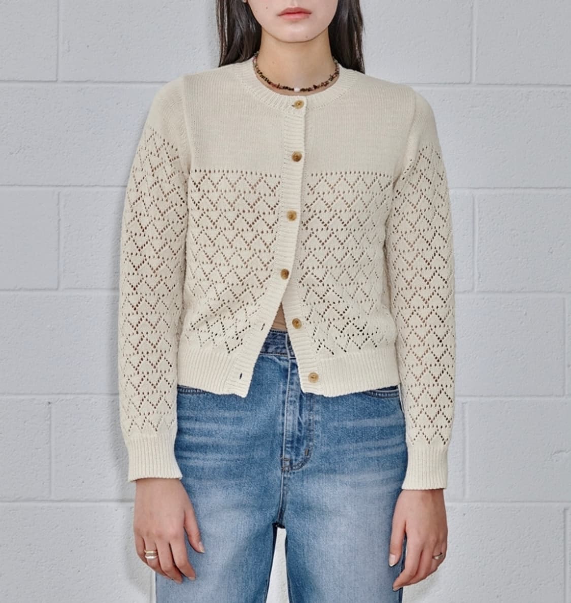 (OS)여성 LEUNI 리유니 크로셰 코튼 가디건  상품이미지1