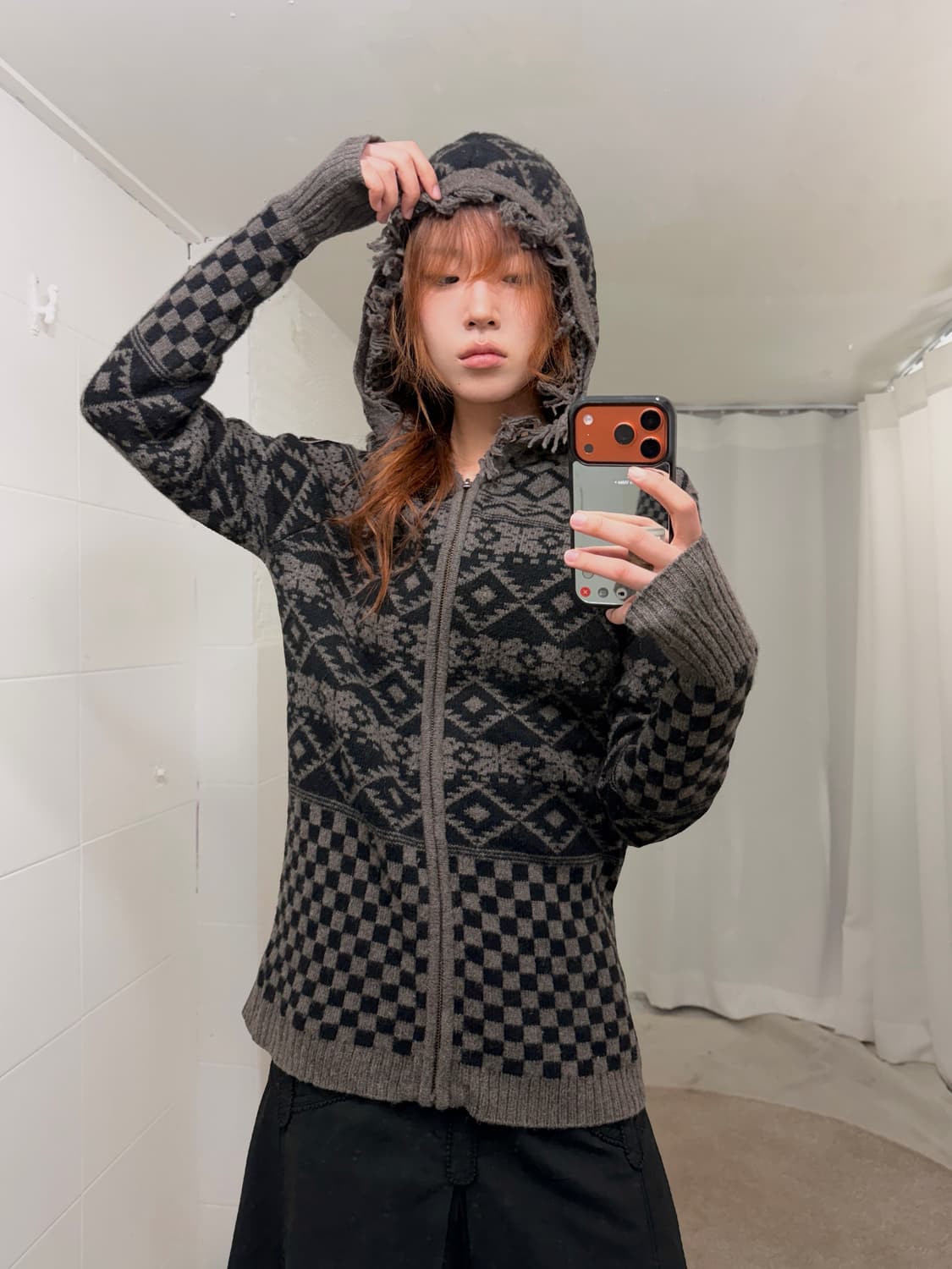 디젤 그런지 보헤미안 작사 니트 후드집업 상품이미지1