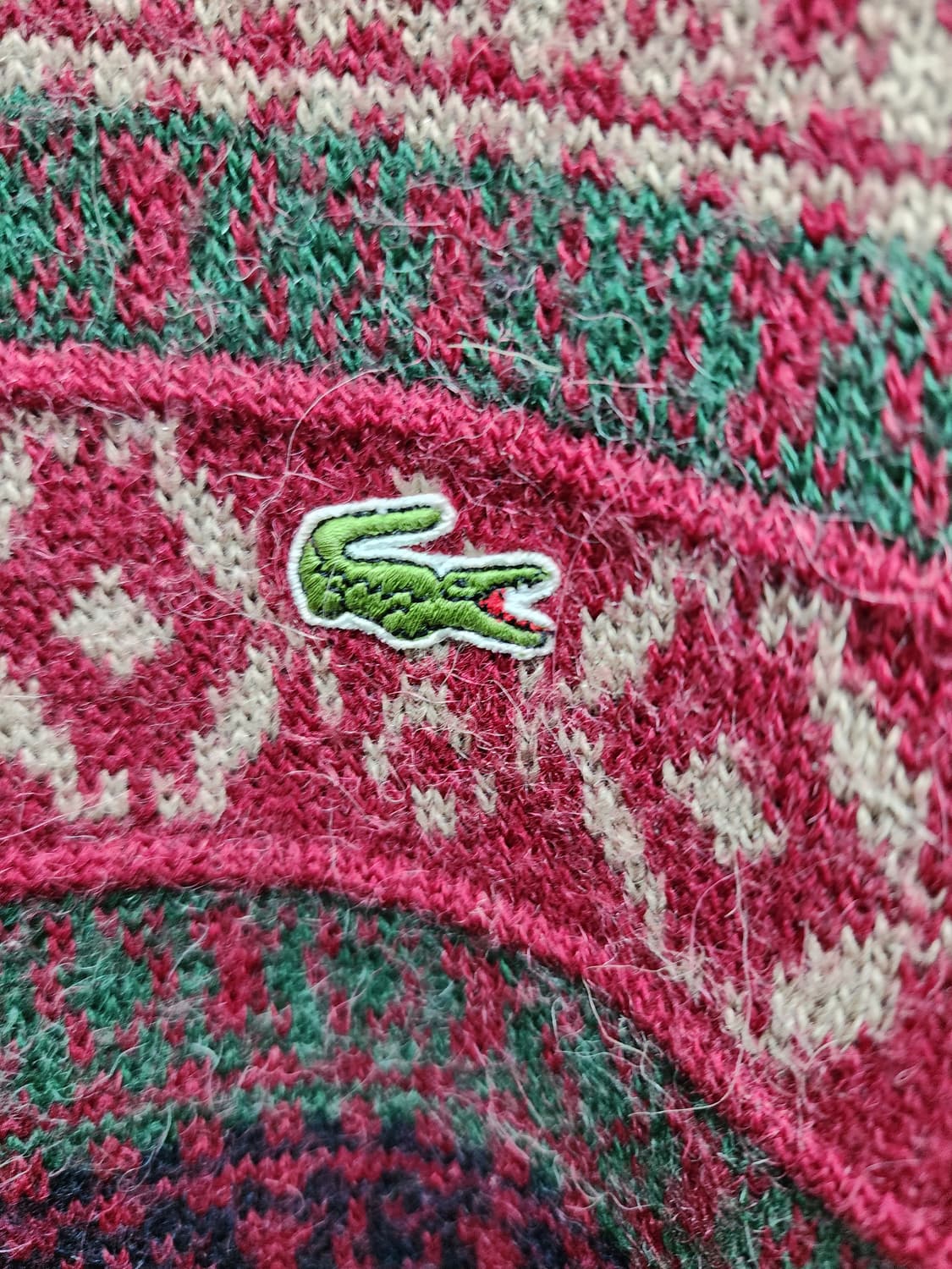 라코스테 made in France 알파카 아가일패턴 90s 니트 상품이미지3