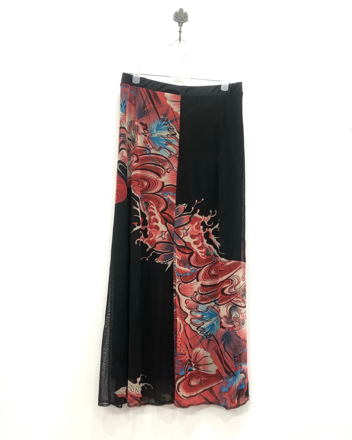 oriental red wave drawing long skirt 상품이미지3