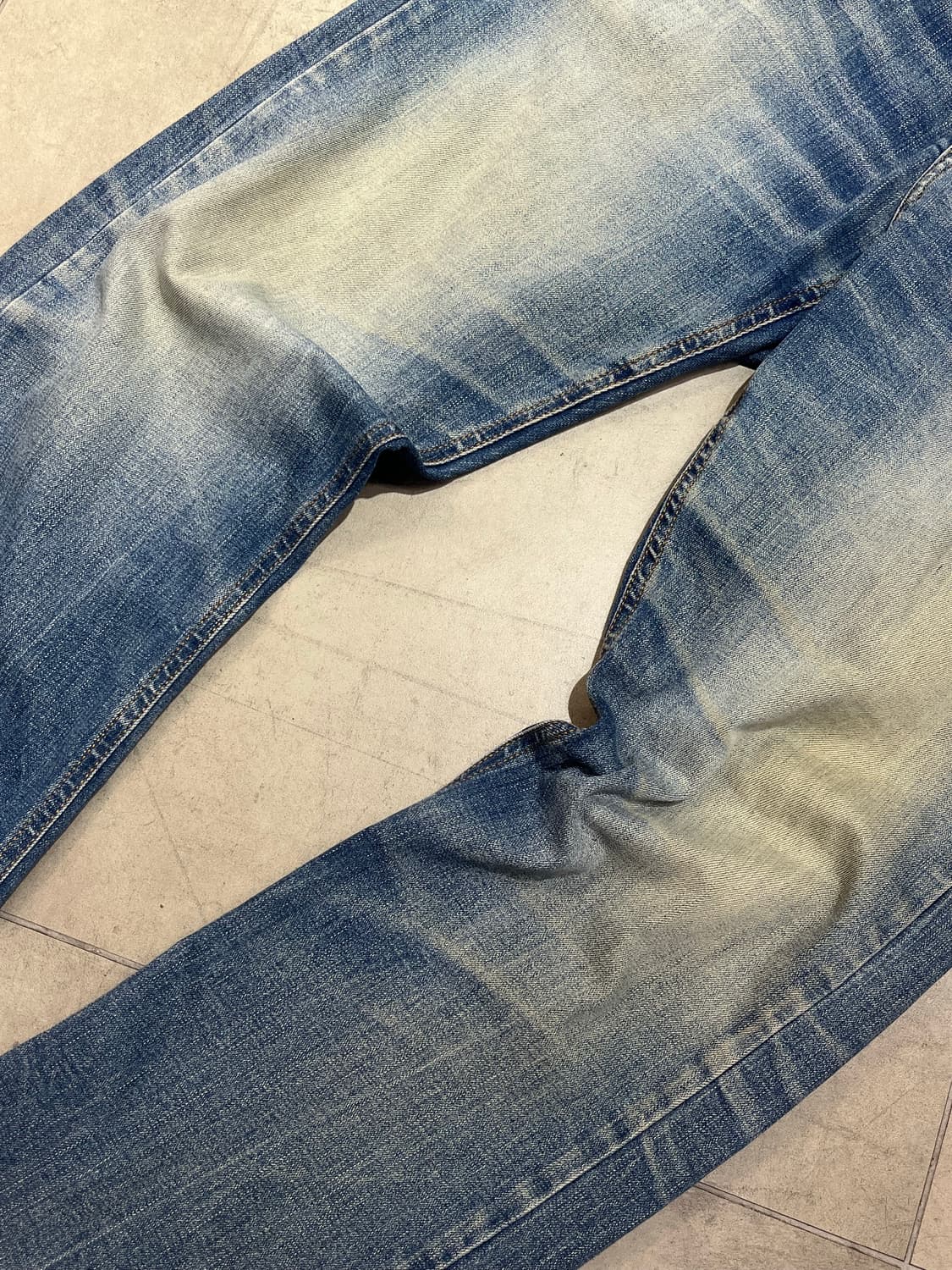 Evisu jeans 무지개 스티치 빈티지 워싱 와이드 데님 팬츠 상품이미지4