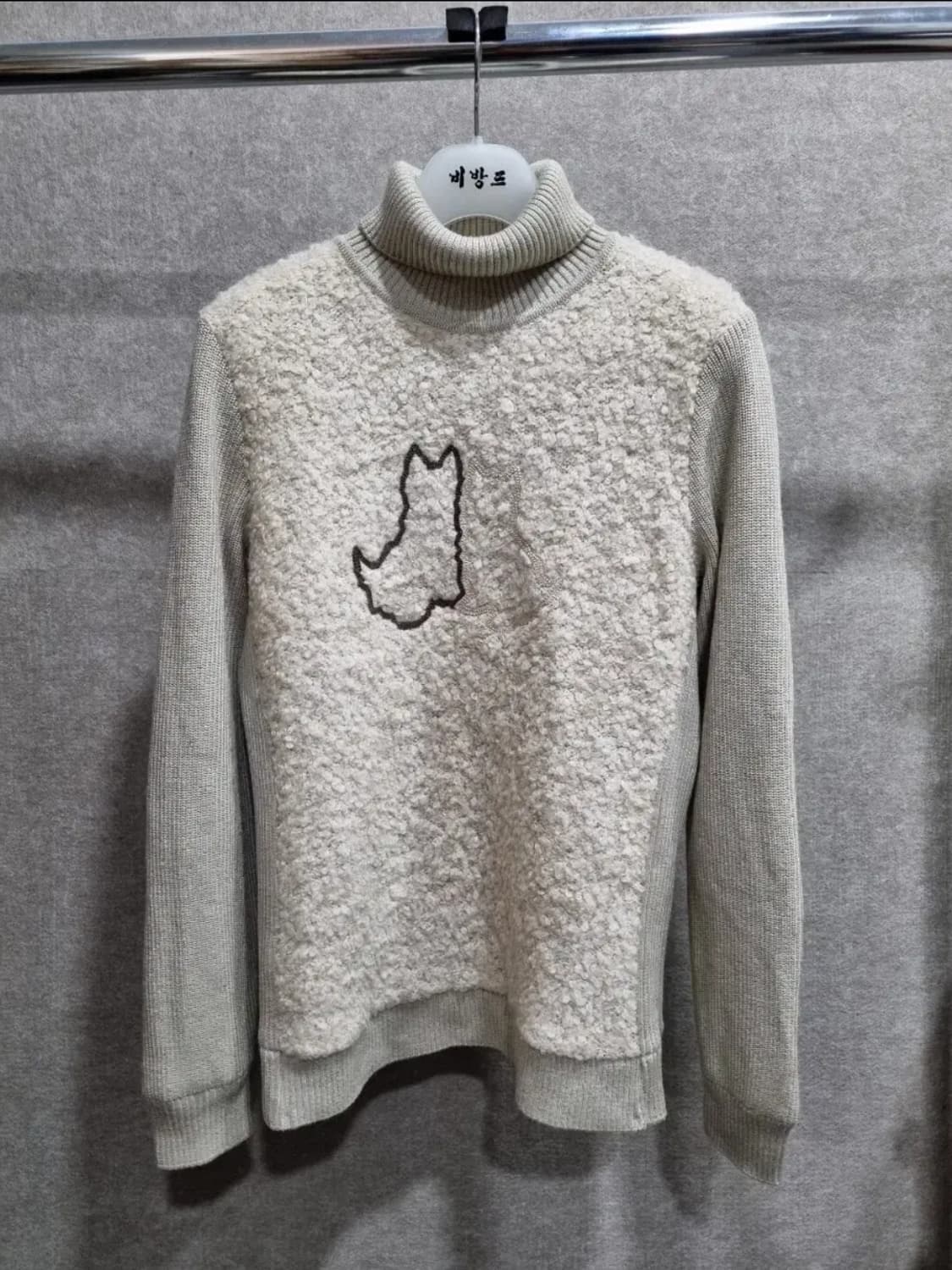 여성 90 L 블랙앤화이트 골프웨어 터틀넥 니트 긴팔 상품이미지1