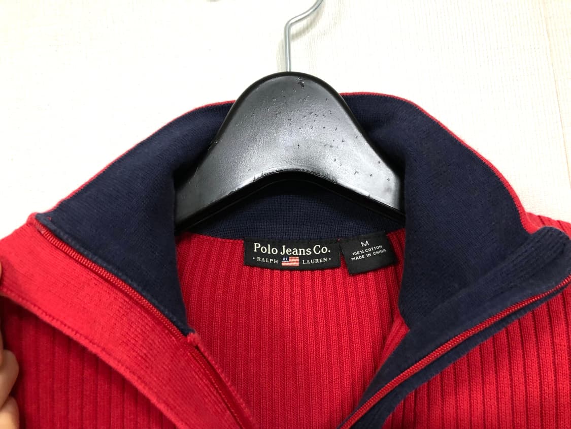 폴로진스 여성 딱붙핏 성조기 반집업 니트 _ 레드 M (크리스마스룩) 상품이미지5