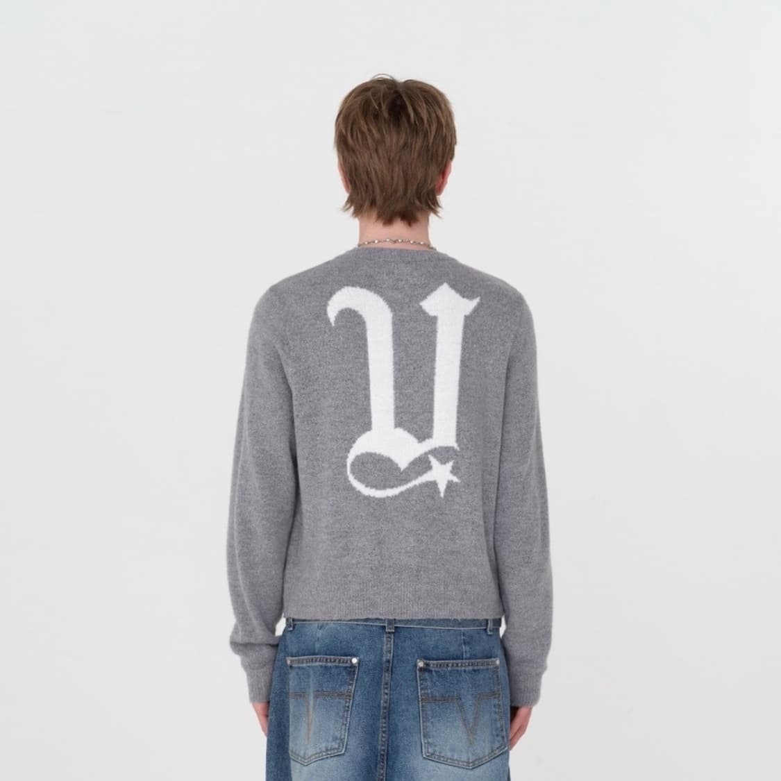 비바스튜디오 베스퍼 로고 니트 집업 그레이 M사이즈 상품이미지6