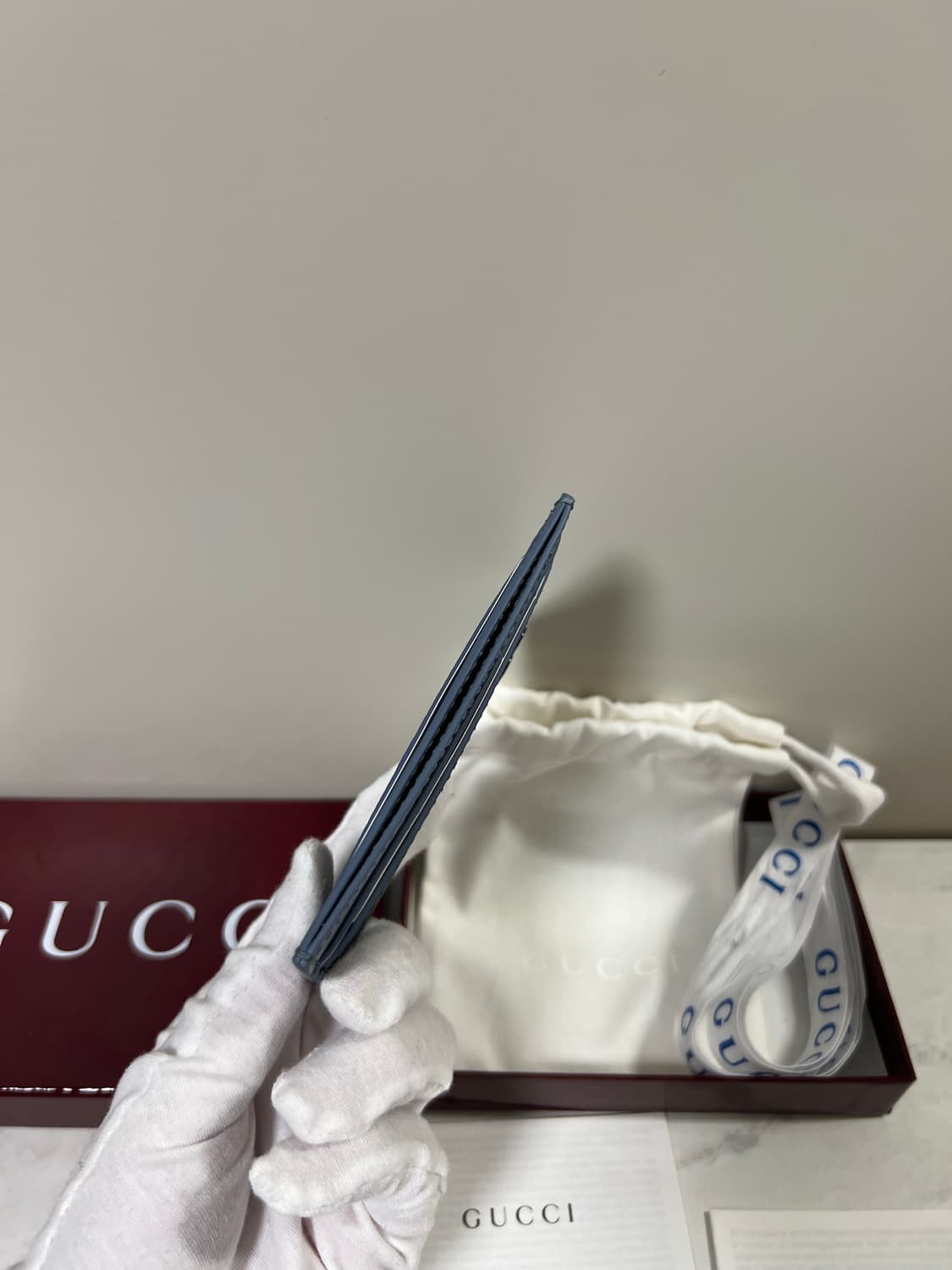 [새상품] 구찌 더스티 블루 트리밍 GG 카드지갑 상품이미지7