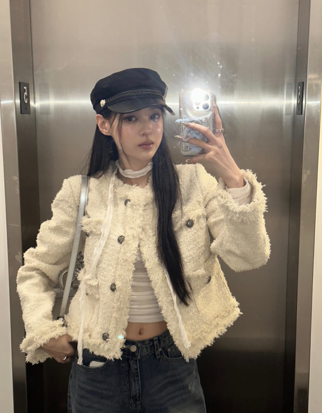 카키포인트 트위드 아이보리 상품이미지1