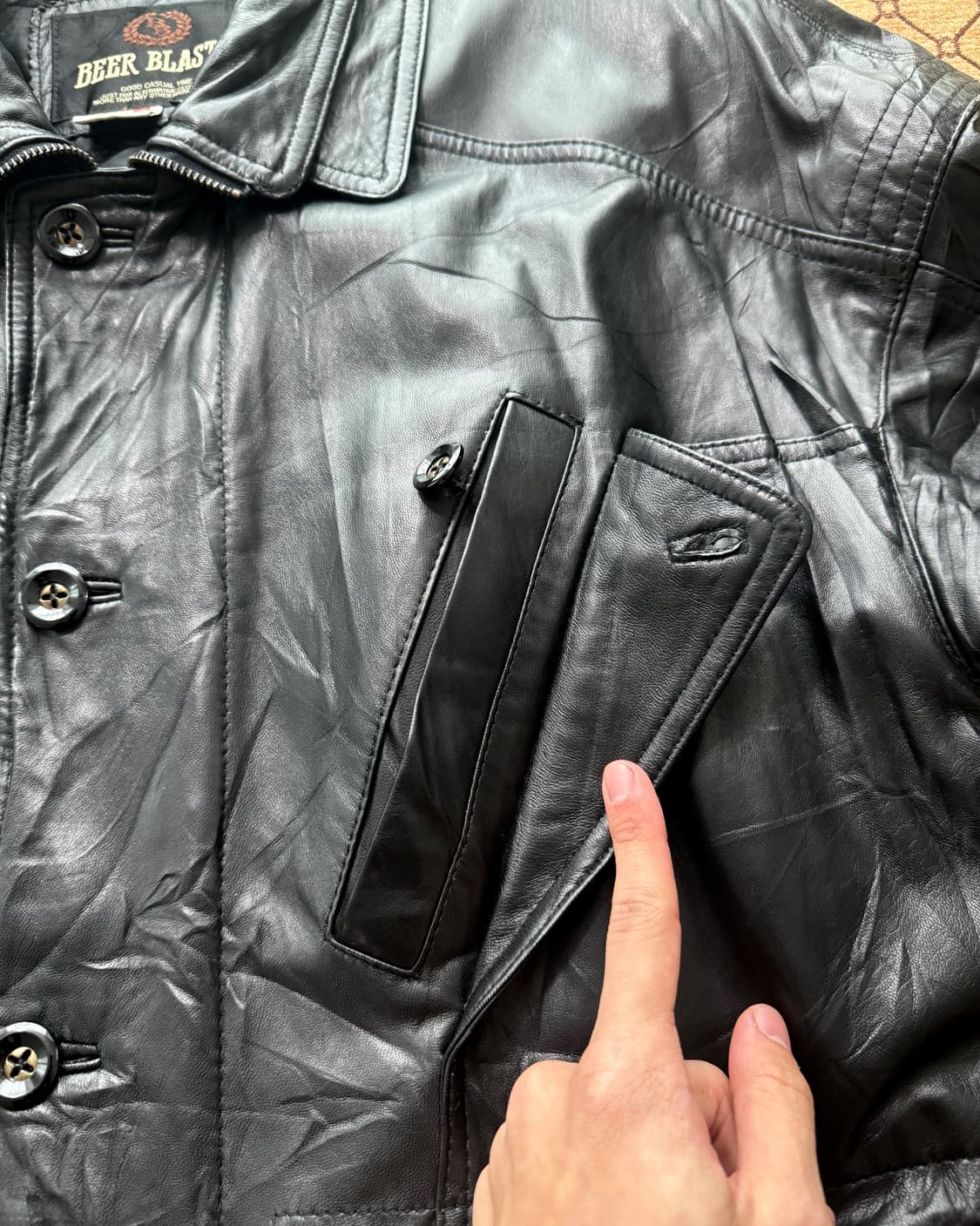 BEER BLASTS Lambskin 더블 카라 레더 자켓 상품이미지3