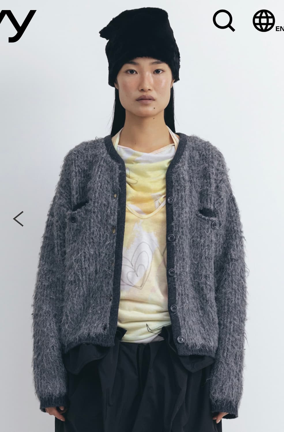 OPEN YY SHAGGY CARDIGAN JACKET, GRAY S 상품이미지1