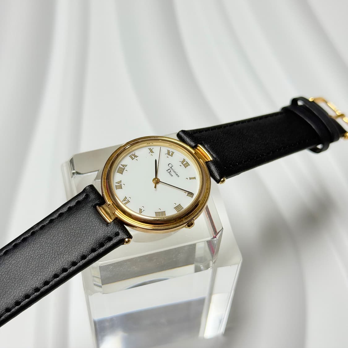 빈티지 Dior 크리스찬 디올 골드 라운드 로만 인덱스 워치 상품이미지5