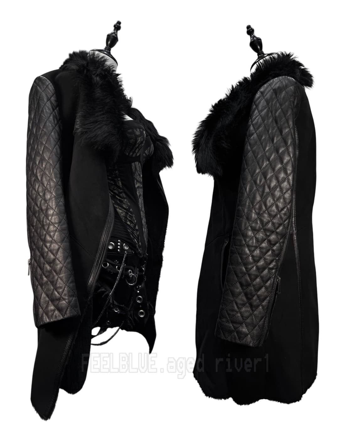 Leather & Fur Coat, Corset 2pcs set 상품이미지4