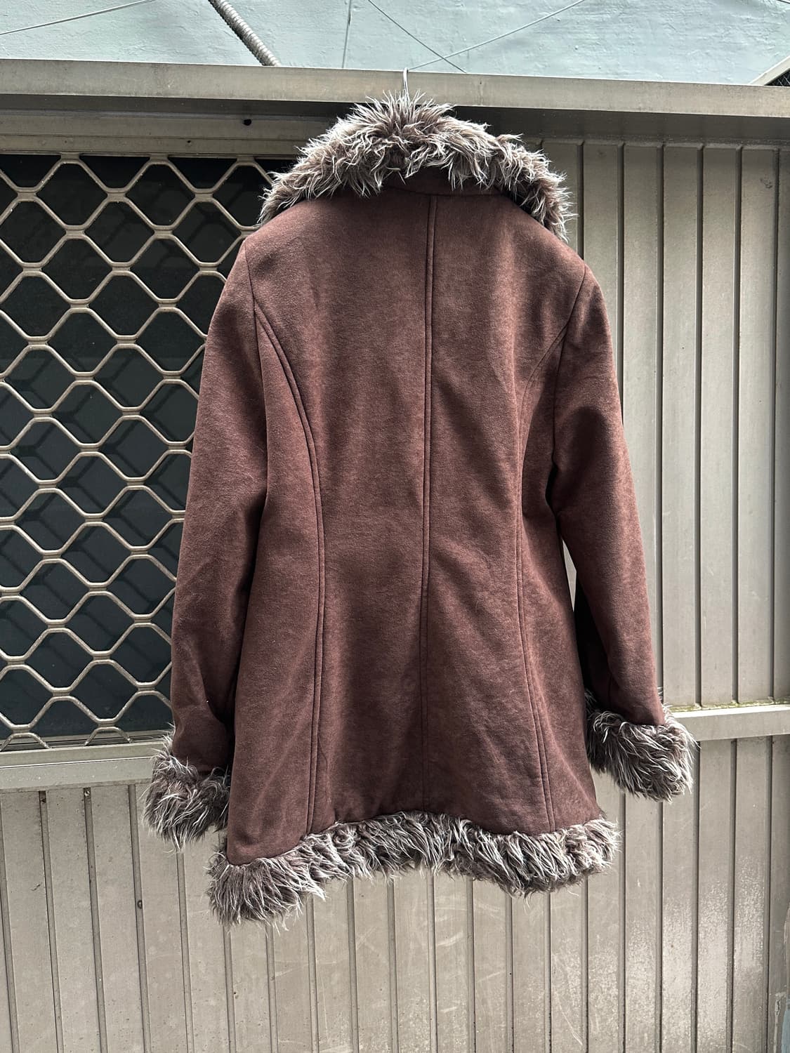 Vintage brown fur trimming jacket 상품이미지4