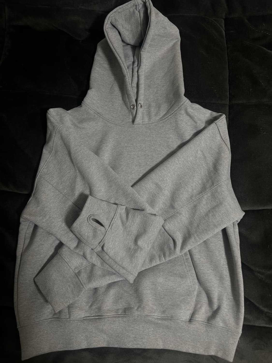 제로 크롭 핑거홀 후드티 L (블랙,멜란지그레이) 상품이미지1