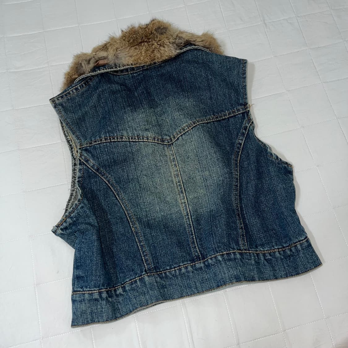 real fur denim vest 상품이미지2
