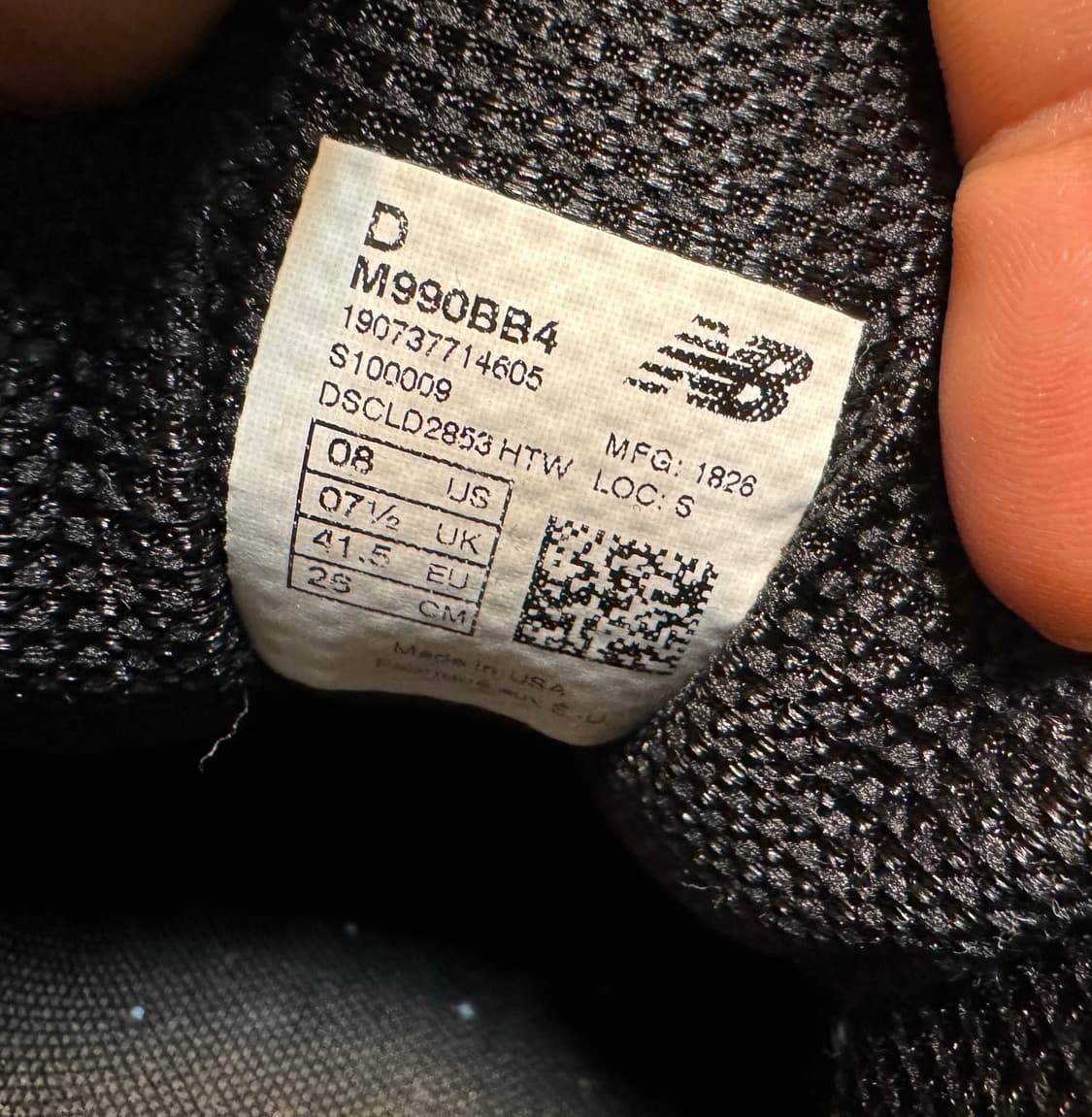 뉴발란스 990 v4 트리플블랙 265 발볼D 상품이미지6