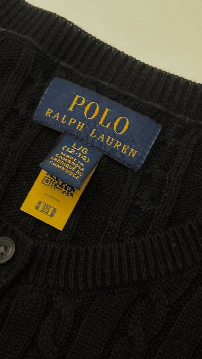 폴로 랄프로렌 걸즈 꽈베기 가디건 블랙 L  상품이미지3