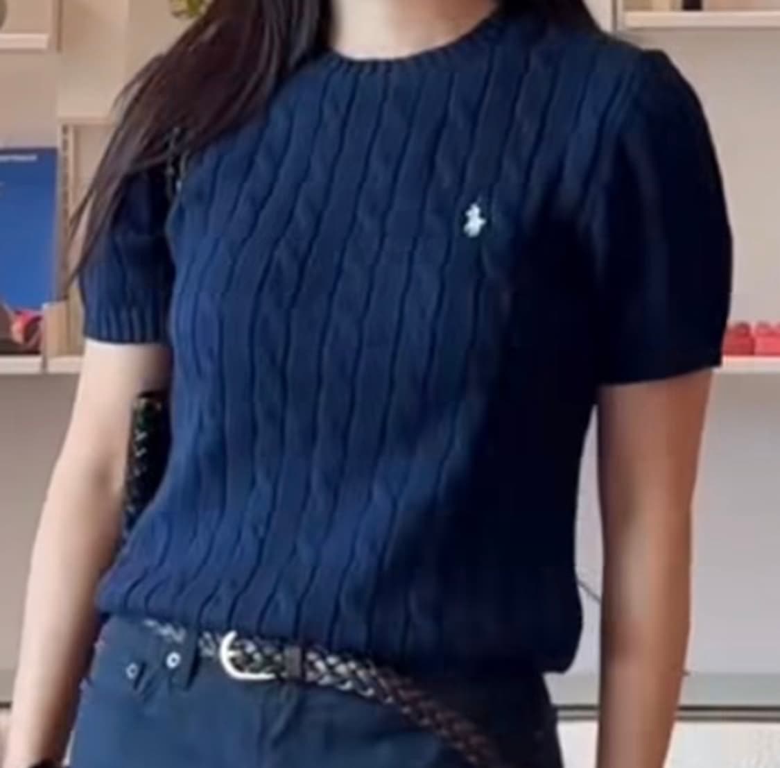 폴로랄프로렌 케이블 반팔 니트 네이비 S 상품이미지2