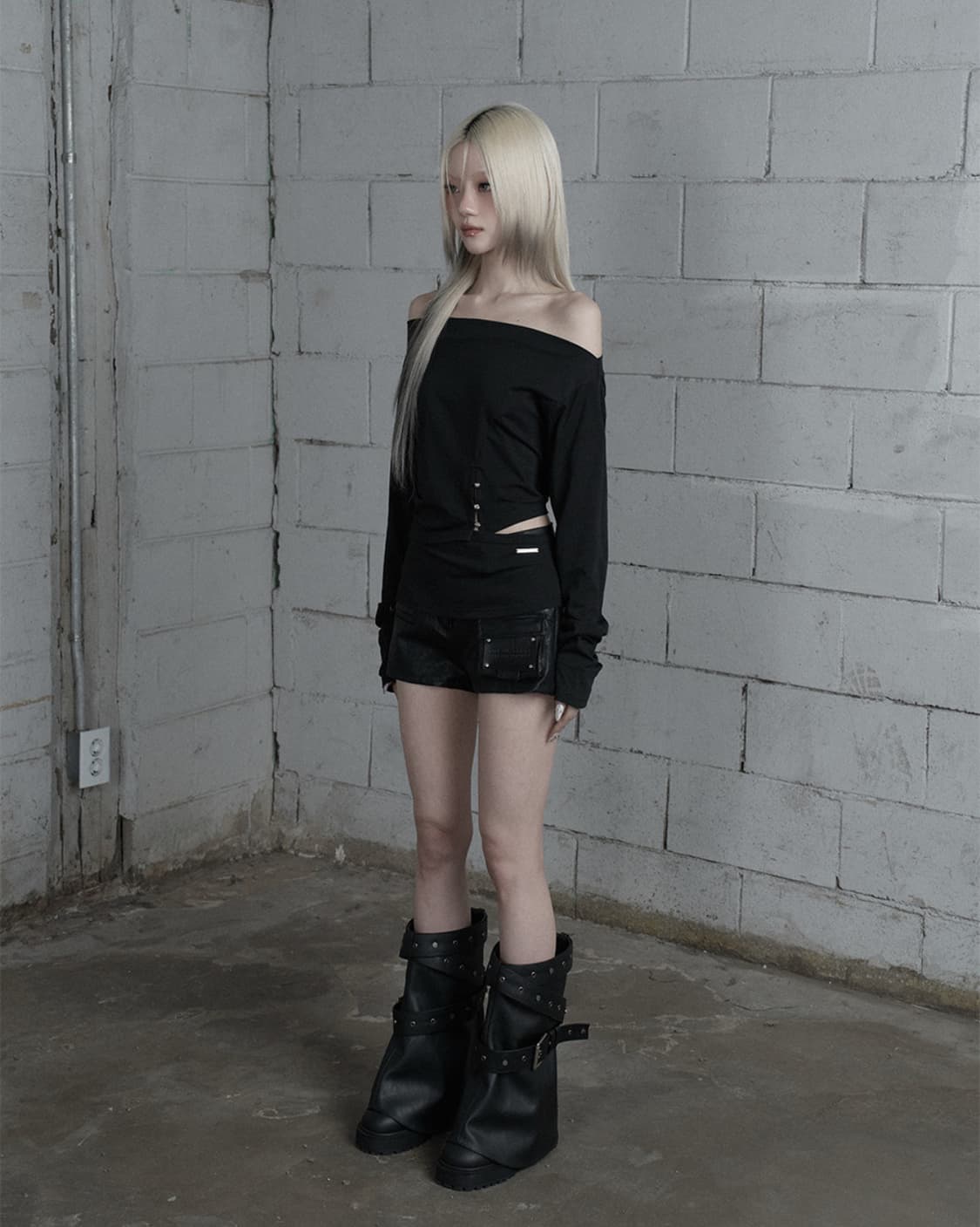 에트오소메-Cut-Out Open Long Sleeve (Black) 상품이미지2
