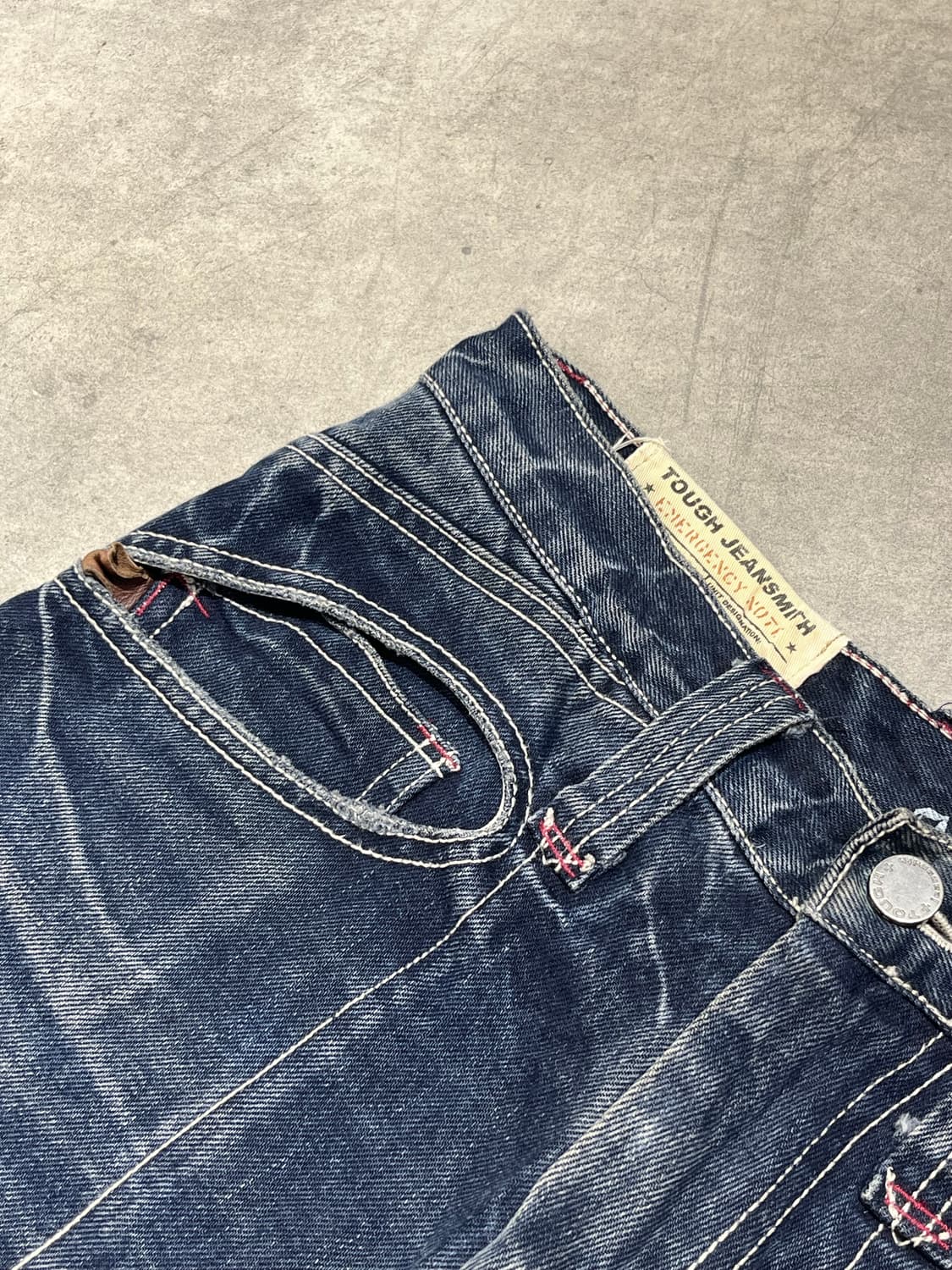 Tough jeansmith 빈티지 워싱 진청 와이드 데님 팬츠 상품이미지6