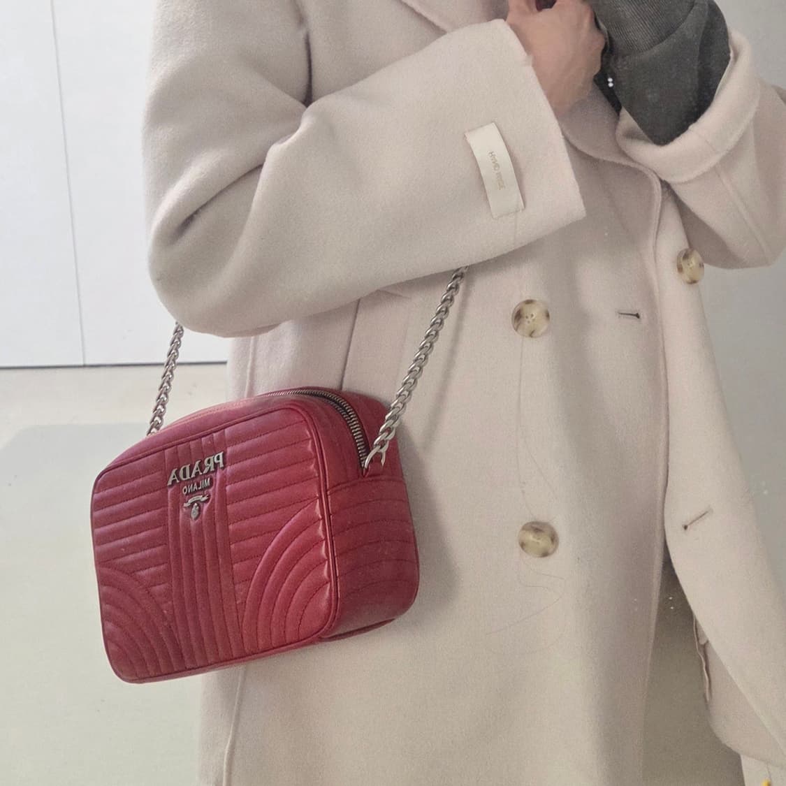 PRADA 프라다 정품 다이어그램 카메라백 은장체인 크로스백 숄더백 상품이미지2