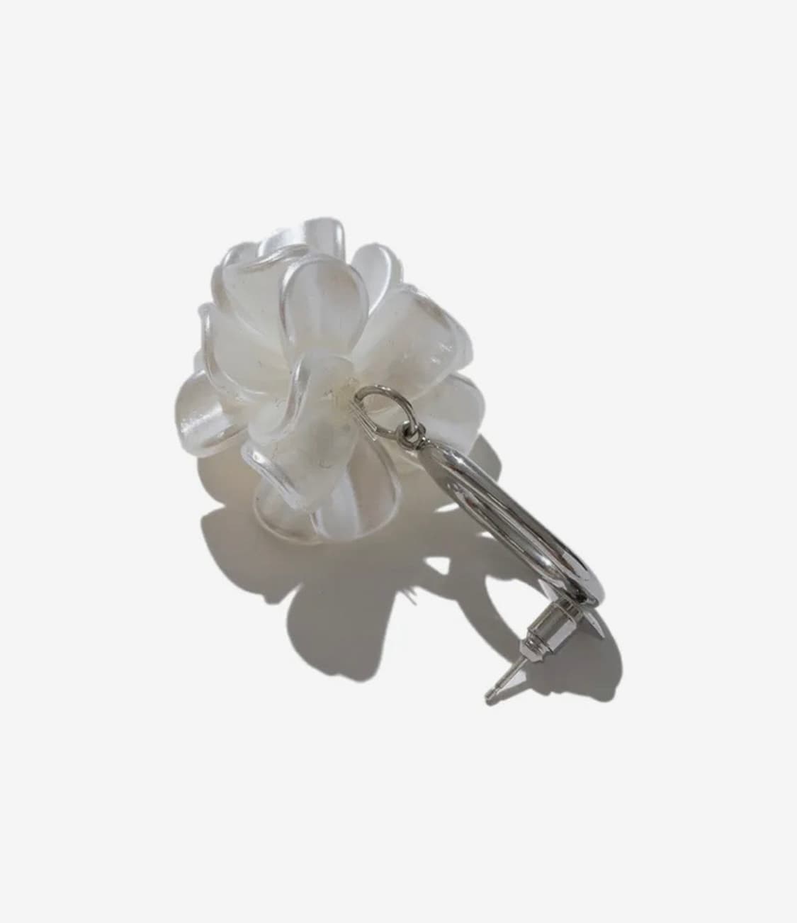 라츠유 Puffy Flower 퍼피 플라워 이어링 아이보리 드롭 귀걸이 상품이미지6
