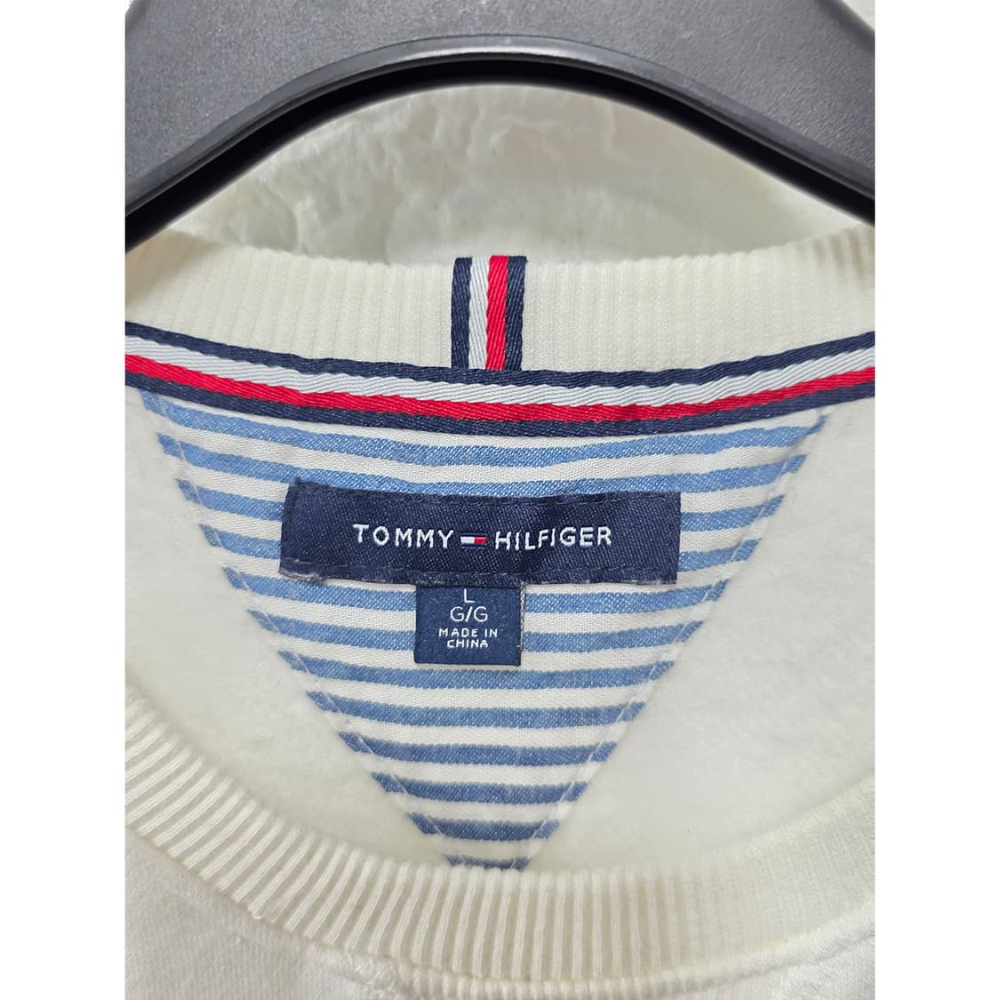 택포_ 타미힐피거 흰색 기모 맨투맨 L 상품이미지2