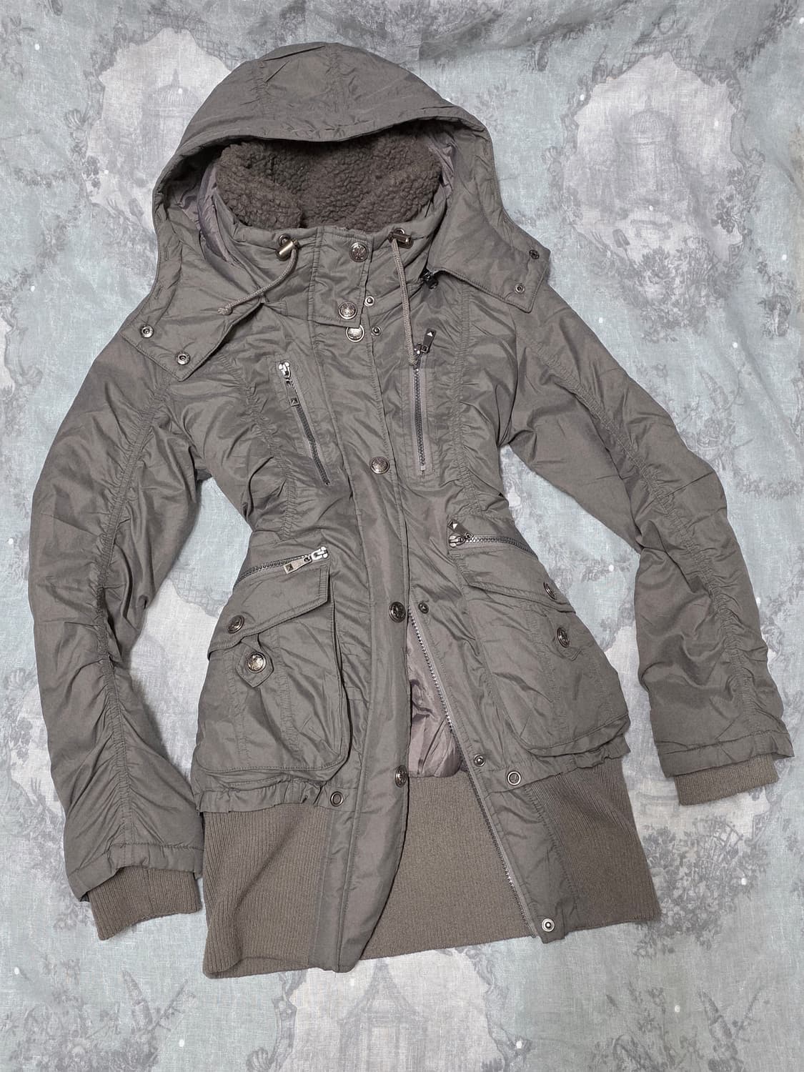 돌리엔젤 펑크 락시크 후드 셔링 투웨이 봄버 패딩 집업 y2k goa 상품이미지1