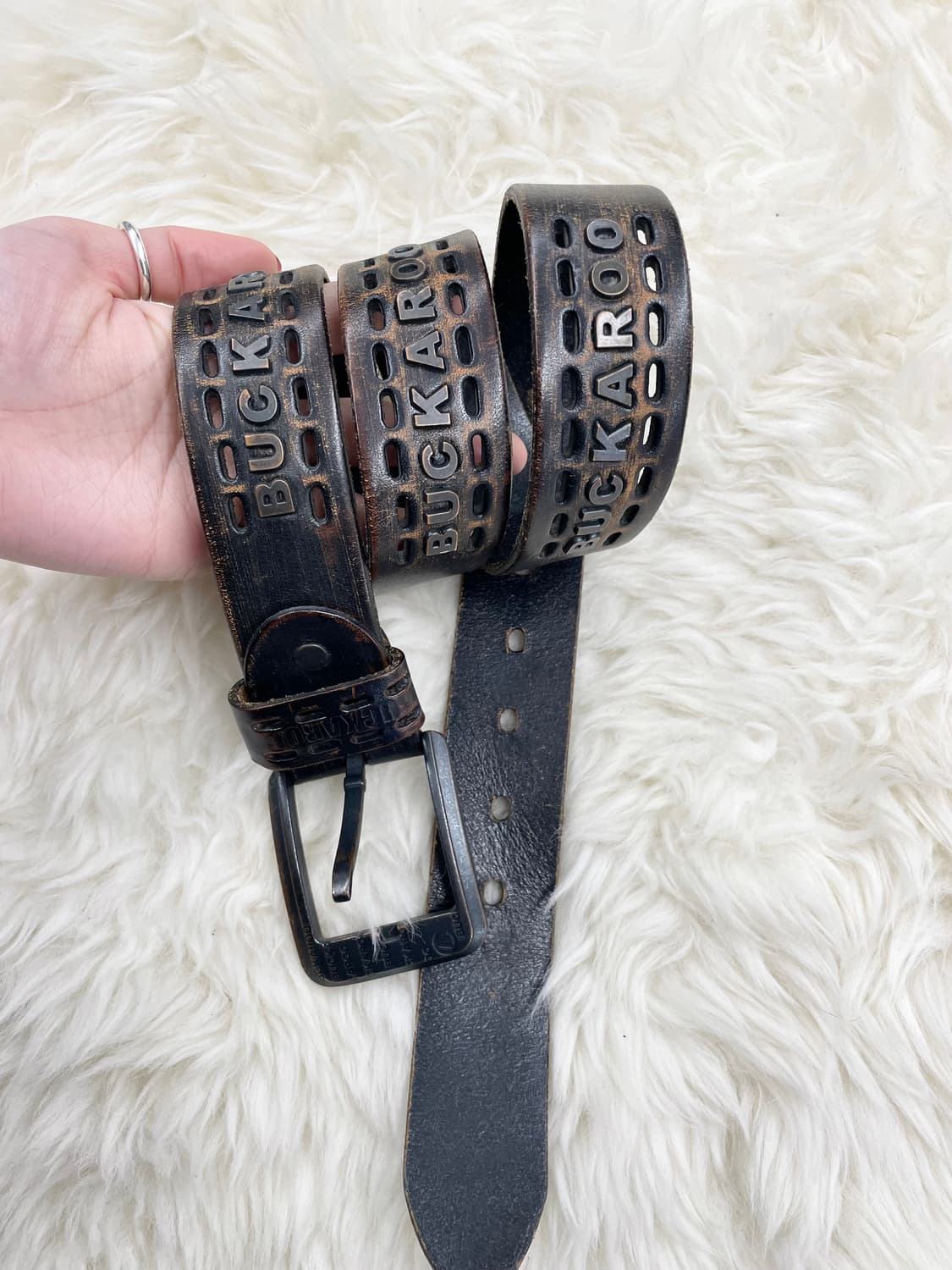 버커루 리얼레더 로고 스터드 버클 벨트 상품이미지1