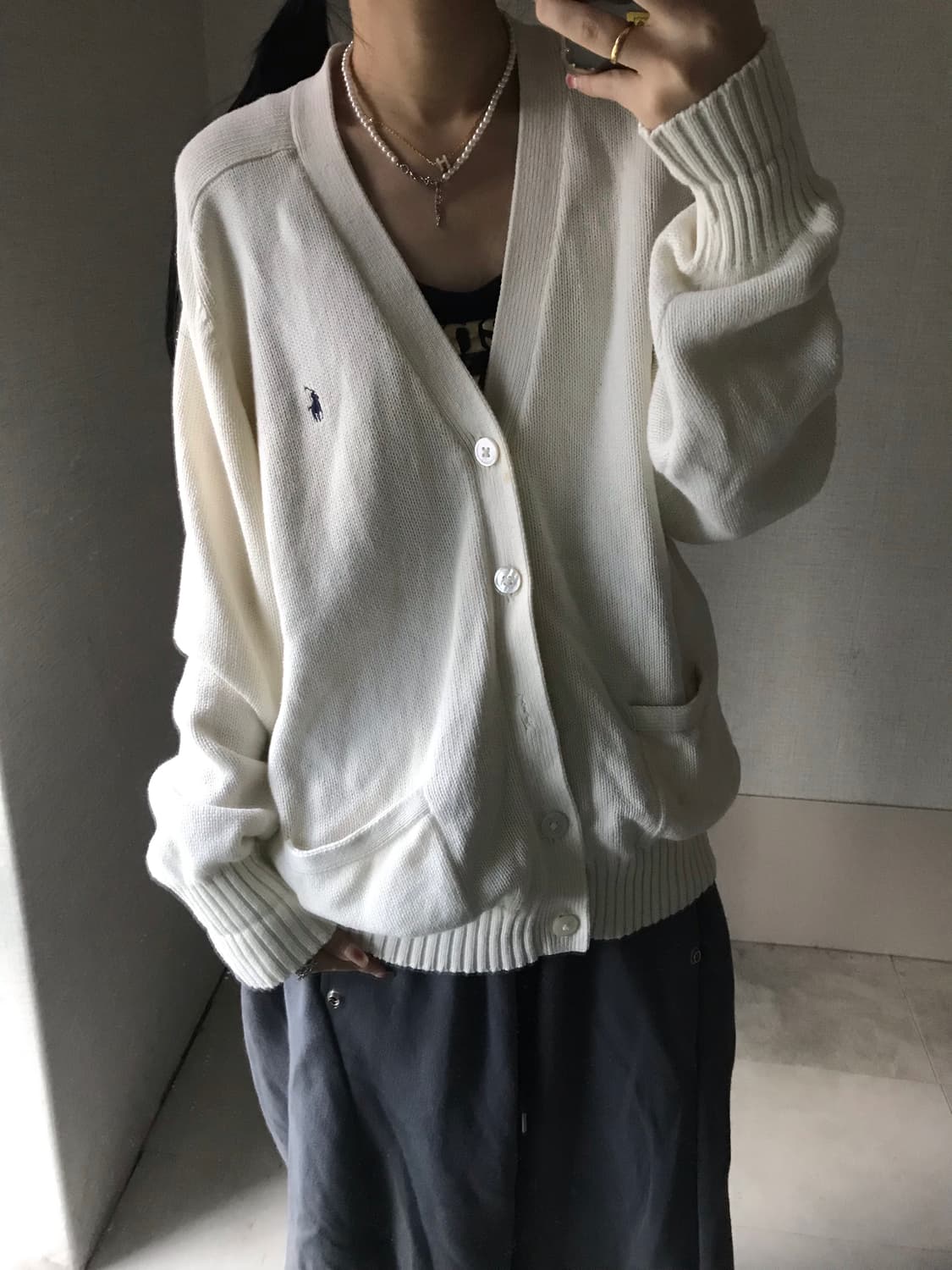폴로 아이보리 오버핏 가디건 상품이미지4