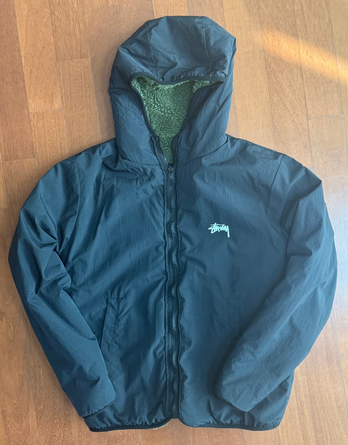 스투시 리버시블 쉐르파 자켓 올리브 (M) 상품이미지3