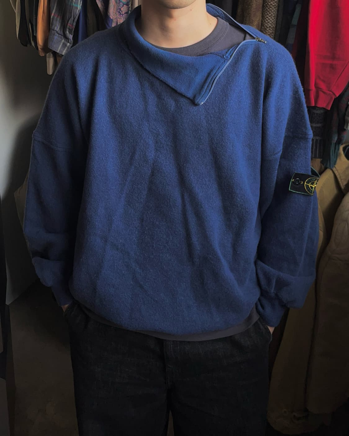 80s 스톤아일랜드 사이드 지퍼 롤 넥 니트 그린엣지 아카이브 상품이미지3