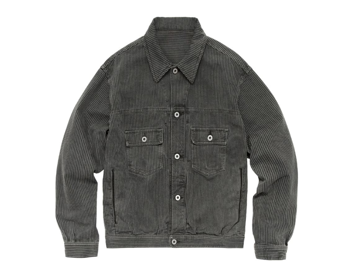 3)폴리테루 유즈드 트러커 자켓 다이드 그레이 (스트라이프 상품이미지1