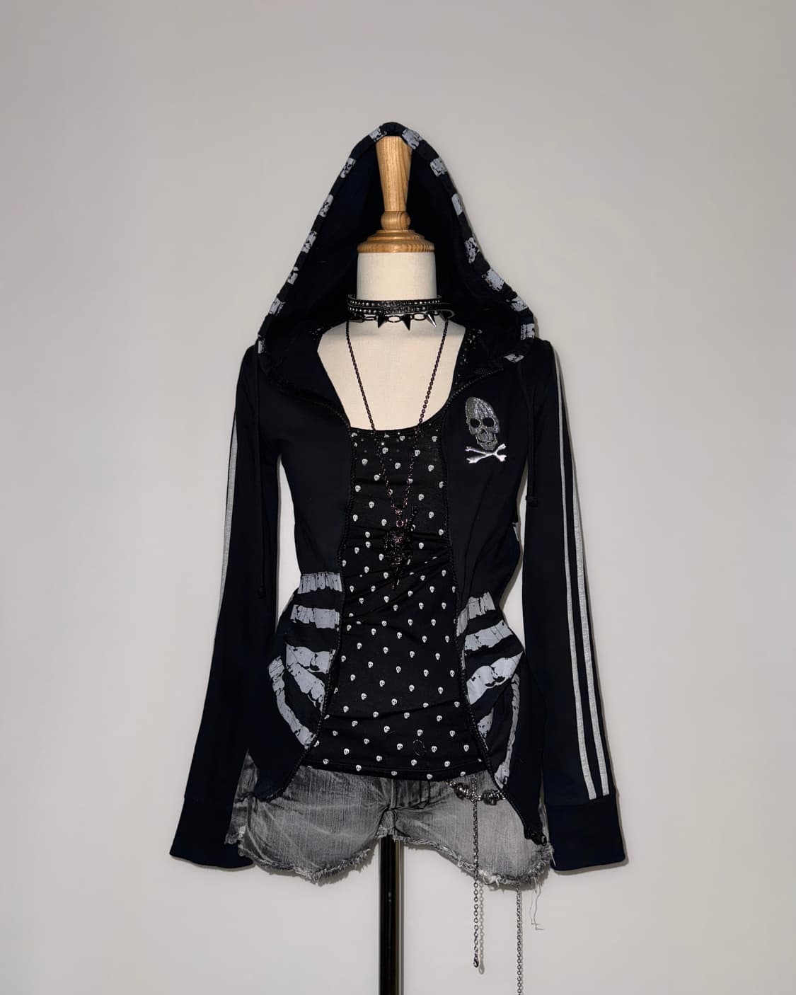 M.K.R 단가라 해골 펑크 후드집업 상품이미지8